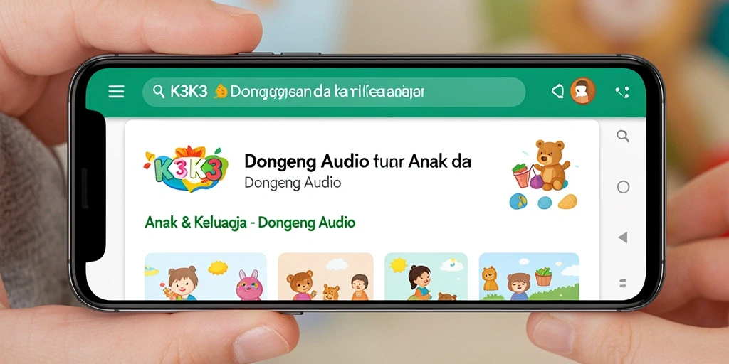 Antarmuka K3K3 yang menarik dan mudah digunakan untuk mendengarkan Dongeng Audio.