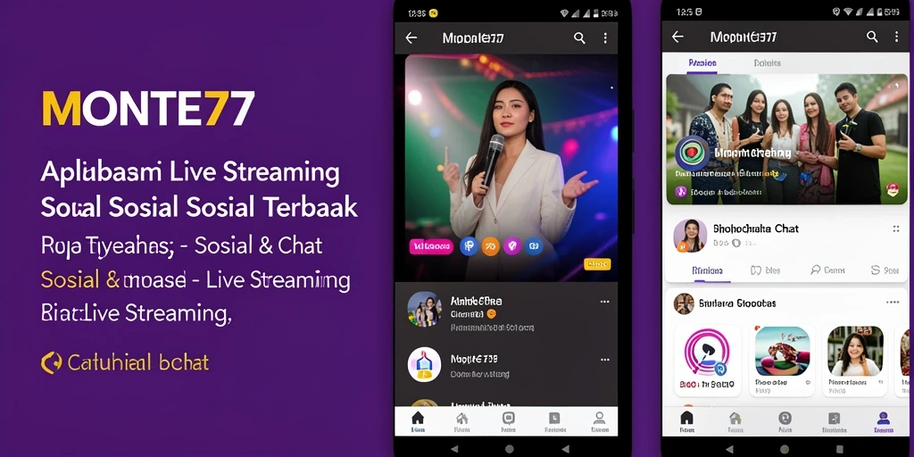 Antarmuka MONTE77 yang menarik saat Live Streaming dengan beragam fitur sosial.