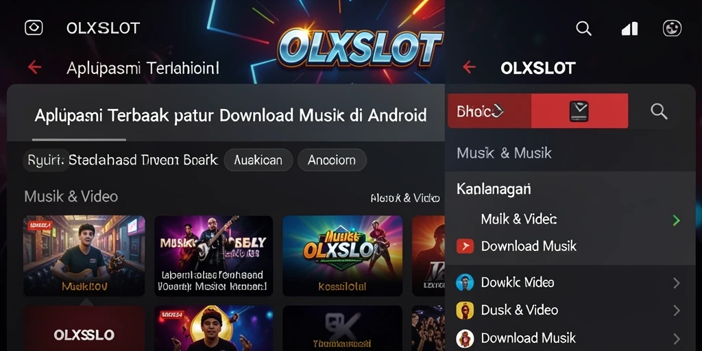 Tampilan antarmuka OLXSLOT saat mengunduh musik dengan mudah.