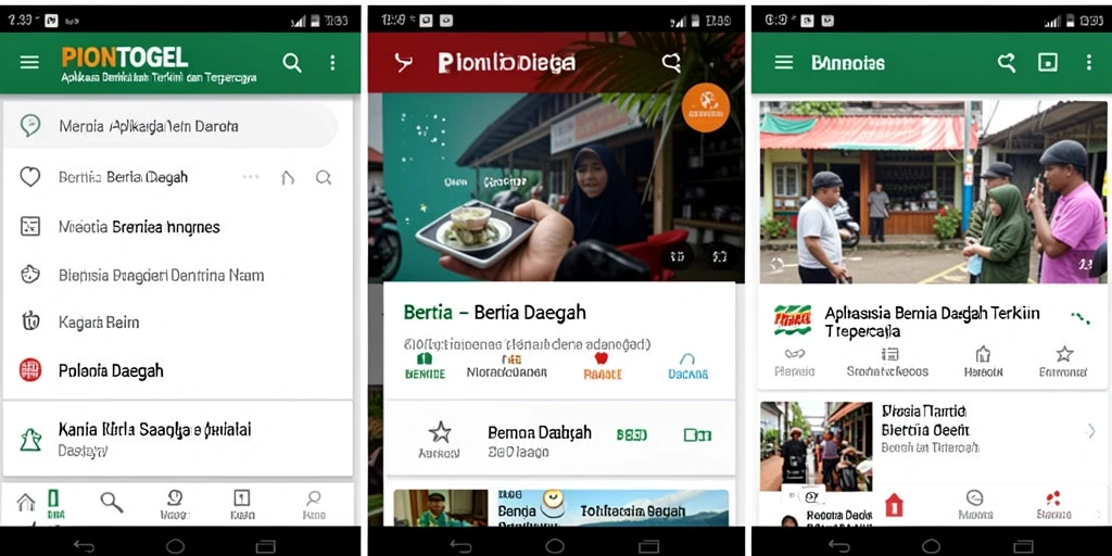 Screenshot aplikasi PIONTOGEL menampilkan berita daerah terbaru.