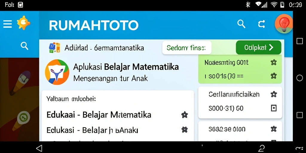 Antarmuka RUMAHTOTO yang menarik untuk belajar matematika.